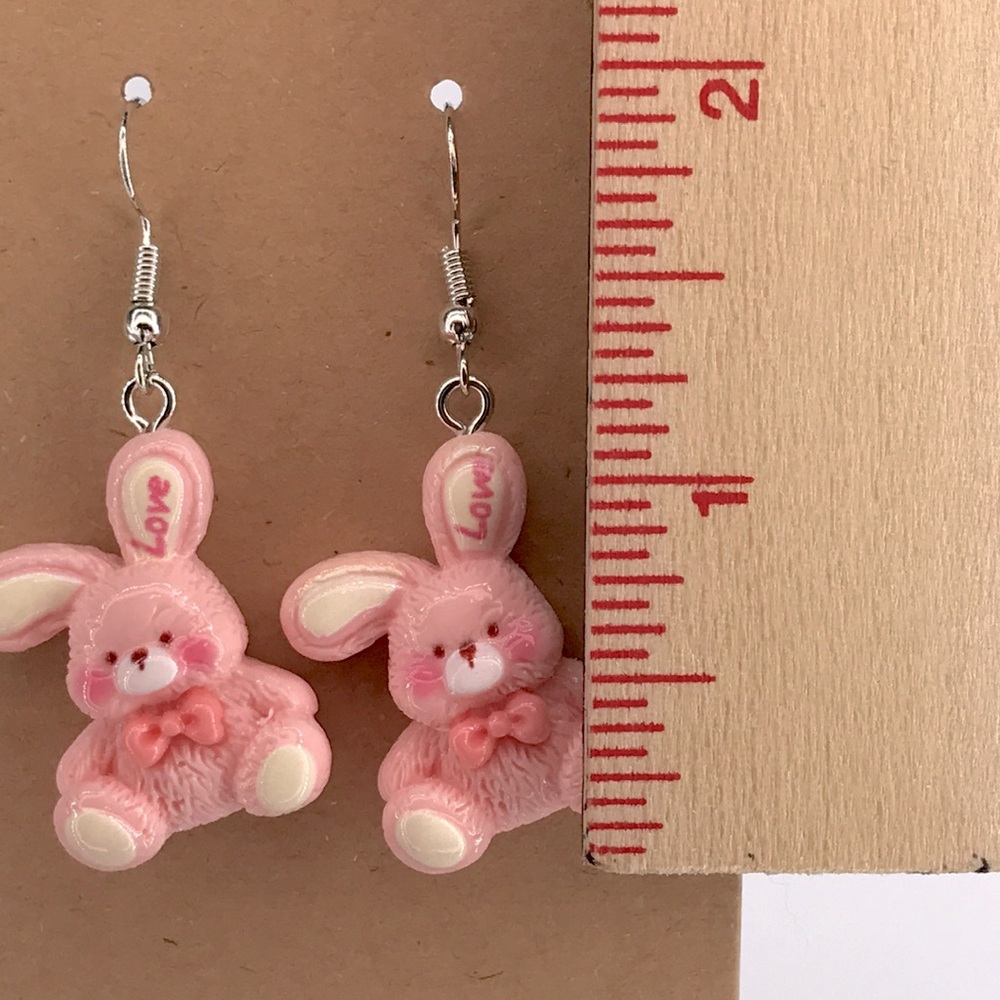 Pink Bunny Earrings Fashion Jewelry - Picture 2 of 4